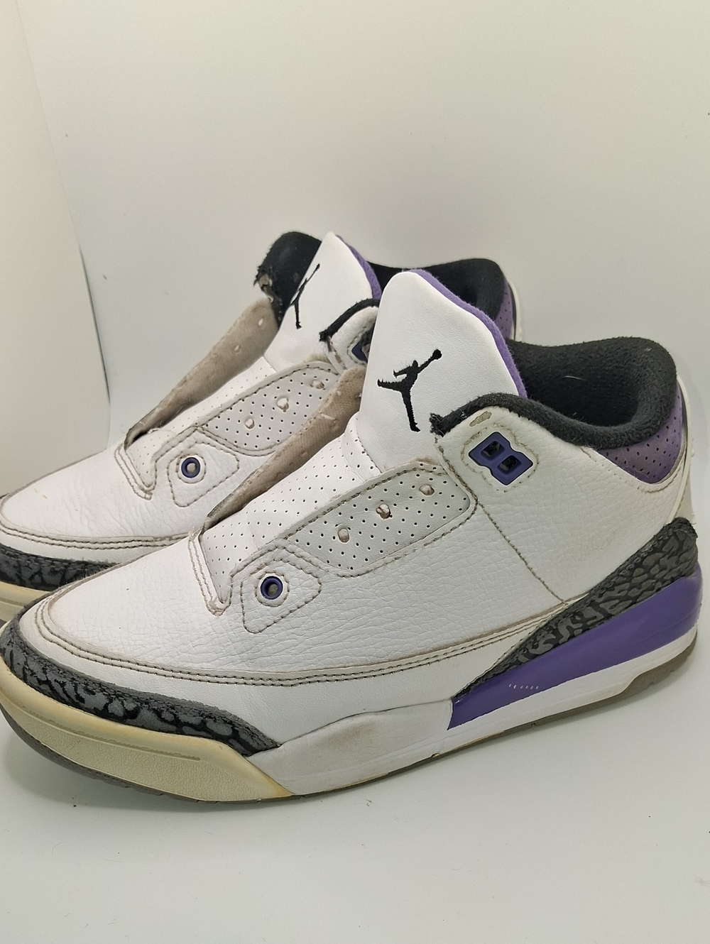 Jordan Retro White and Purple Low-Top Sneakers
